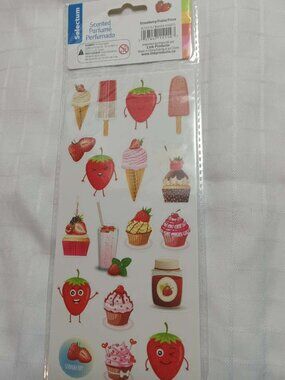 Set of 4 pages of vintage scented stickers, new in original plastic packaging